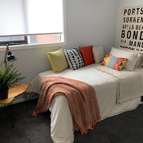 A bedroom with property staging in Geelong.